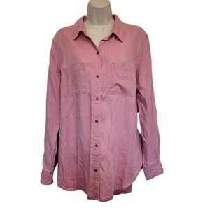 NWT Old Navy Long Sleeve Tencel Teak Rose Button Down Shirt Womens Size Large